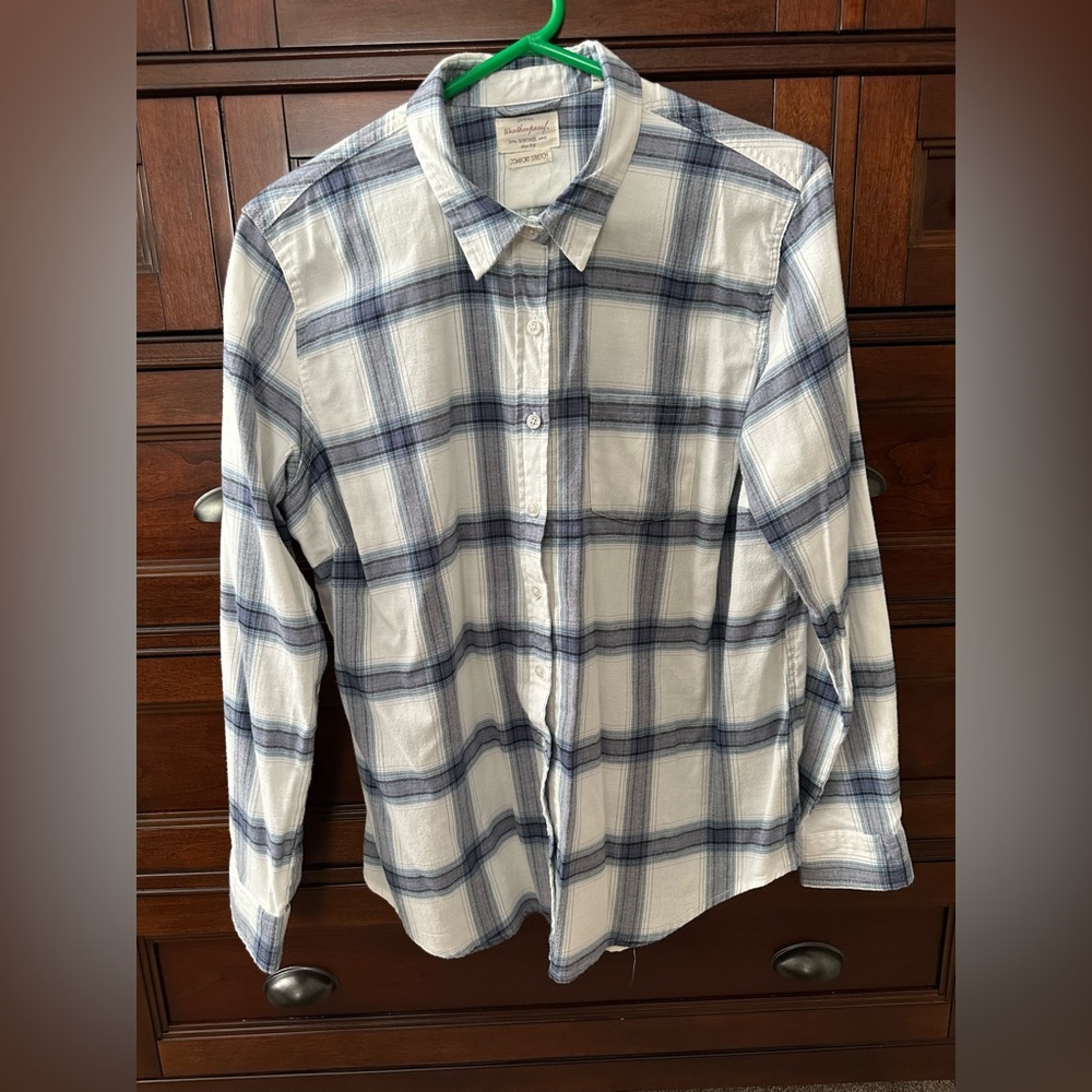 Weatherproof womesn Casual Plaid Shirt in Blue and White  size XL